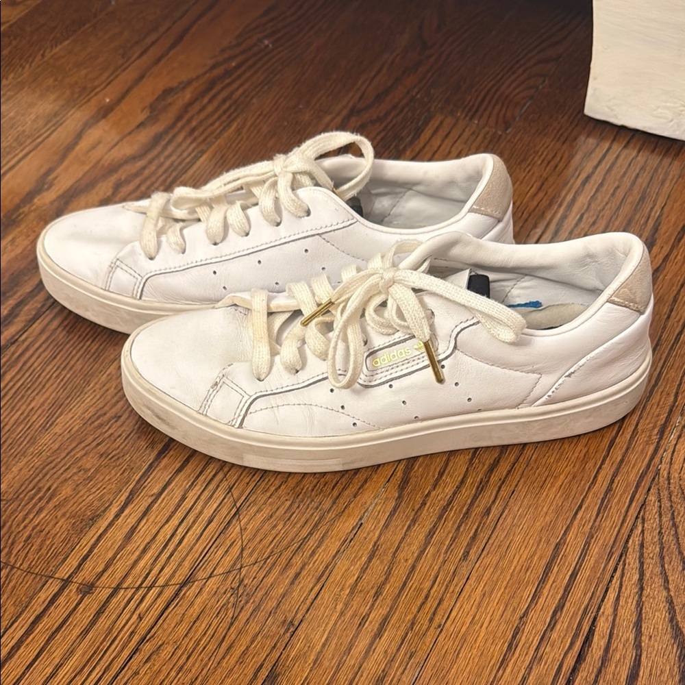 Adidas Classic White and Gold Sneakers